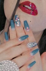 Aqua colour nails(Ballerina shapes) - Image 2
