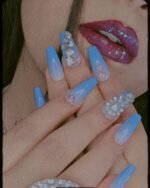Aqua colour nails(Ballerina shapes)