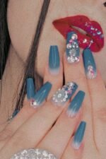 Aqua colour nails(Ballerina shapes) - Image 3